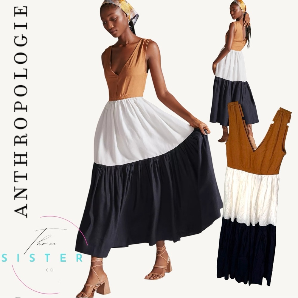 Anthropologie En Saison Palmero V Neck Maxi Dress - Picture 1 of 8